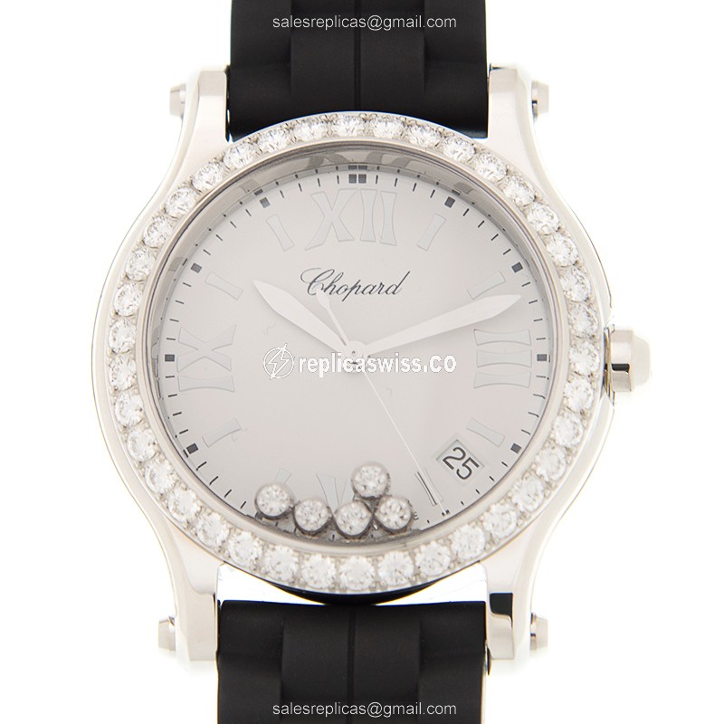 Chopard Happy Sport Quartz - White Dial - Rubber Black - Buckle Clasp
